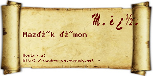 Mazák Ámon névjegykártya